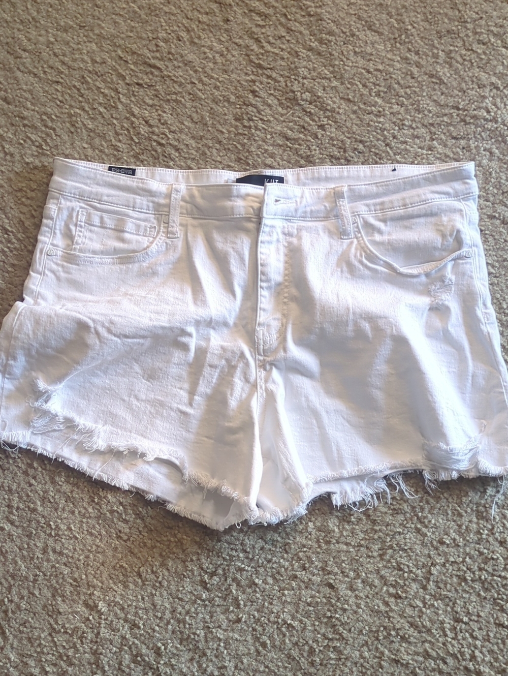 Kut from the Kloth White Frayed Denim Shorts